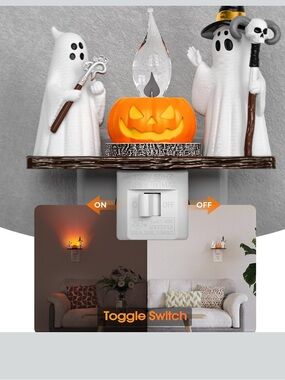 Halloween decorative Light, Ghost Campfire Flickering Night Light Plug